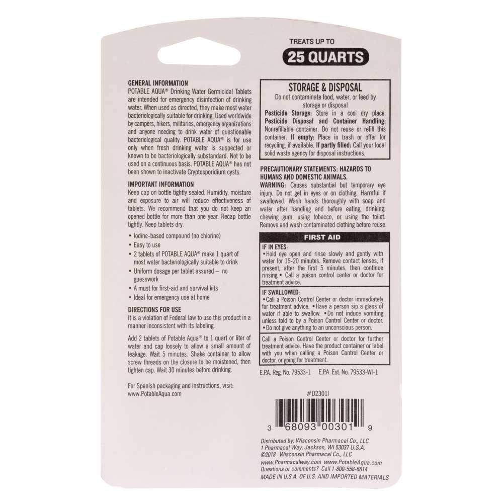 Potable Aqua - Emergency Drinking Water Treatment (50 germicidal tablets) - Image 6