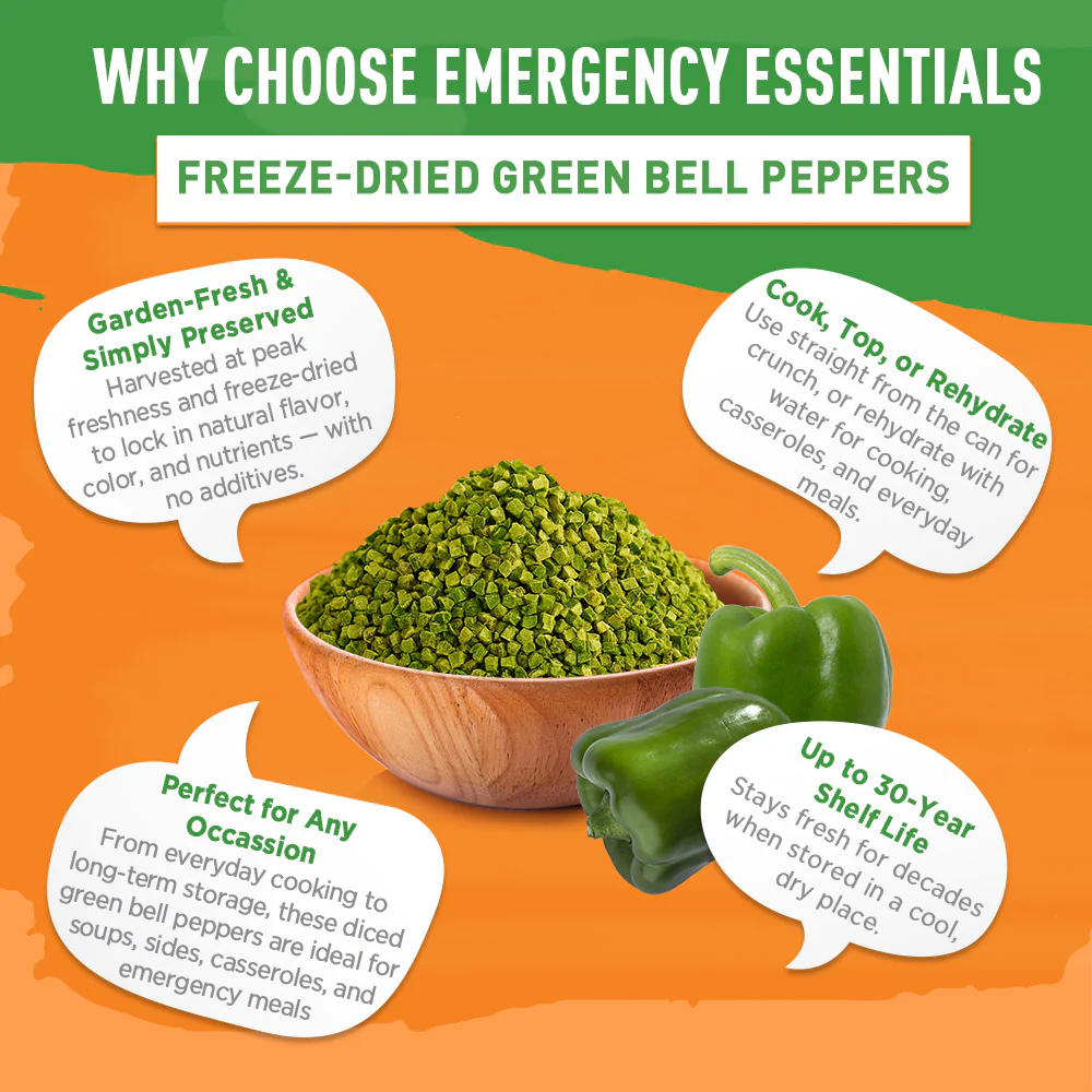Emergency Essentials® Freeze-Dried Green Bell Pepper Dices Large Can - Image 4