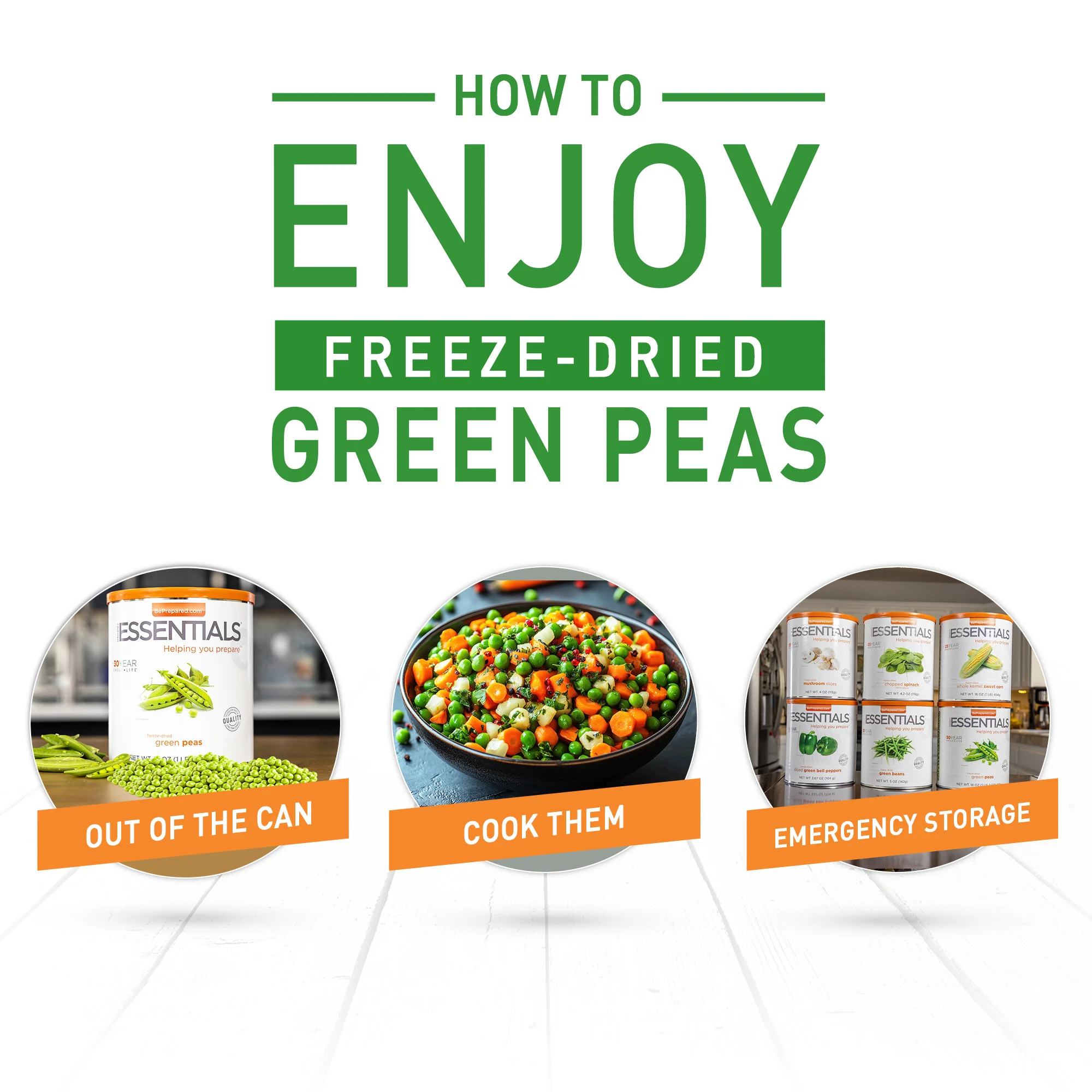 Emergency Essentials® Freeze-Dried Green Peas Large #10 Can - Image 3